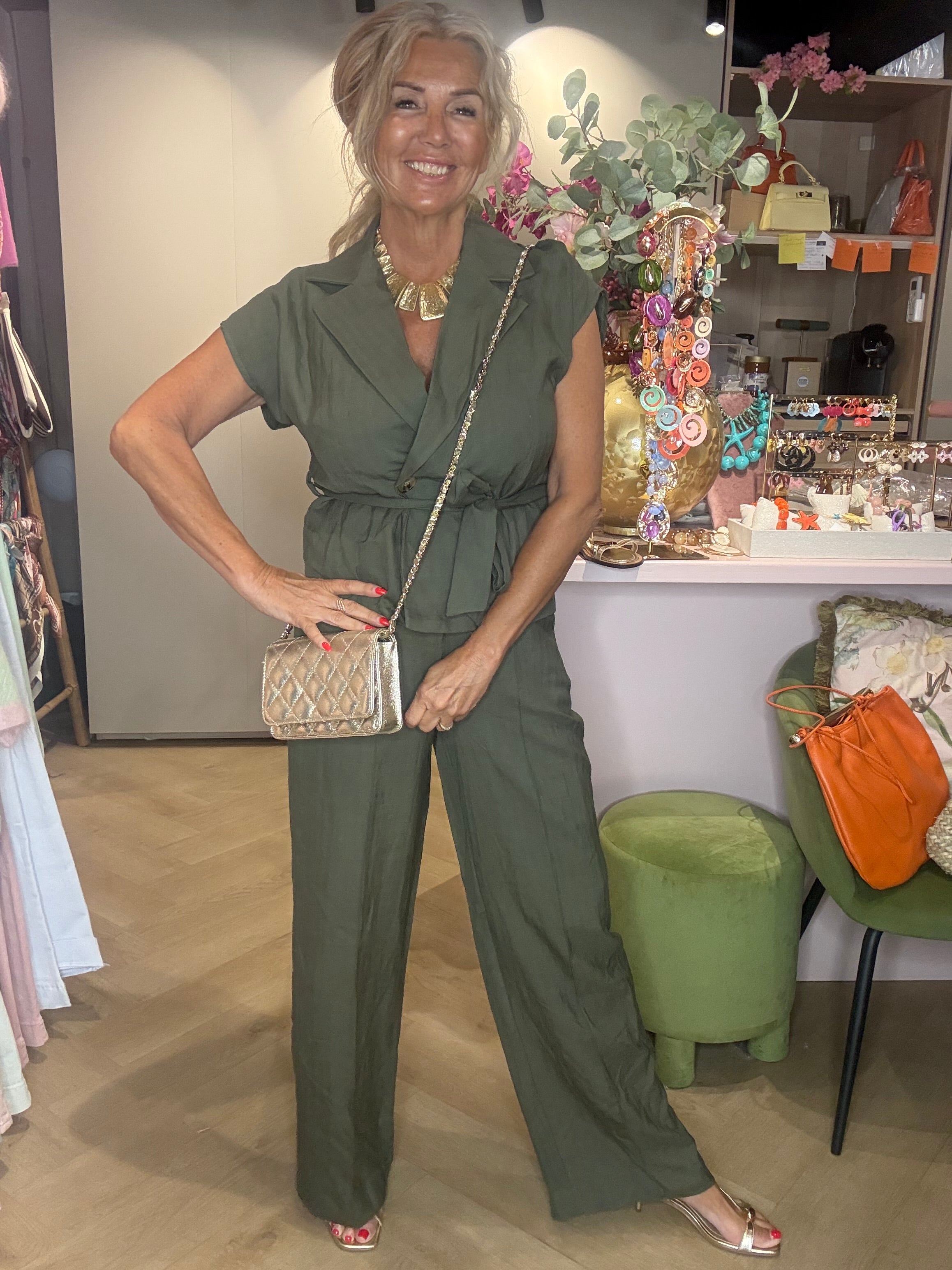 Linnen Pantalon Broek Groen